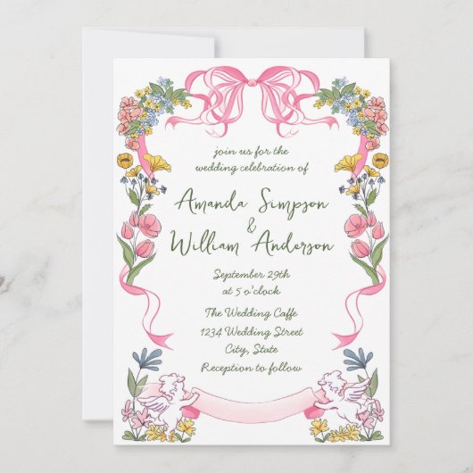 Invitation Code QR du Mariage rétro pour gribouillages à main (Devant)