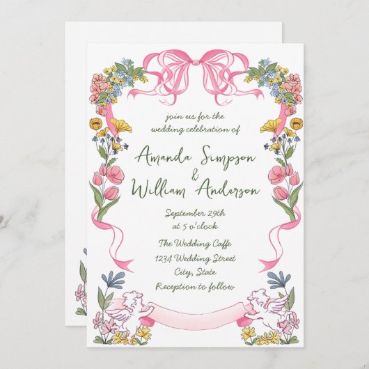 Invitation Code QR du Mariage rétro pour gribouillages à main (Devant / Derrière)