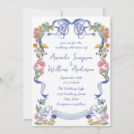 Invitation Code QR du Mariage rétro pour gribouillages à main (Devant)