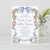 Invitation Code QR du Mariage rétro pour gribouillages à main (Debout devant)