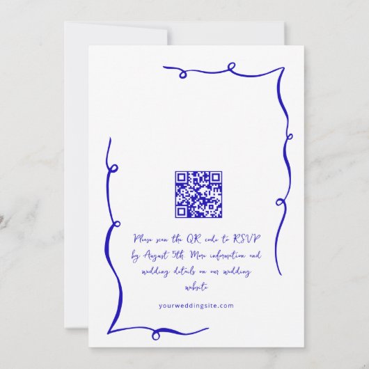Invitation Code QR du Mariage rétro pour gribouillages à main (Dos)