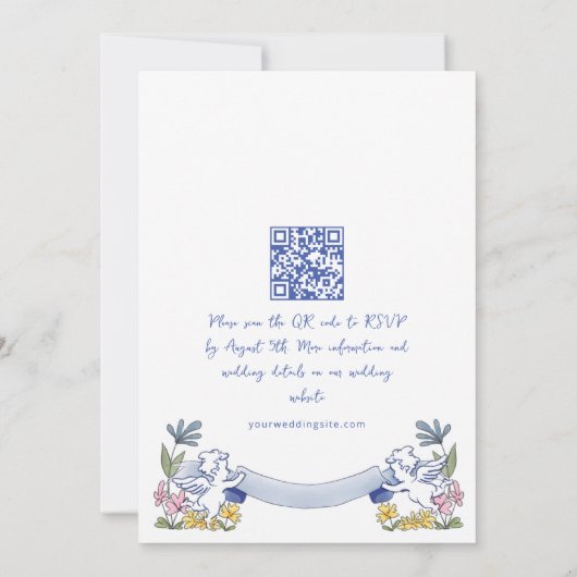 Invitation Code QR du Mariage rétro pour gribouillages à main (Dos)