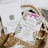 Invitation Code QR du Mariage rétro pour gribouillages à main