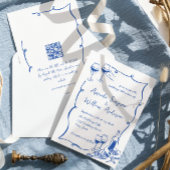 Invitation Code QR du Mariage rétro pour gribouillages à main