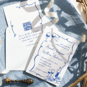 Invitation Code QR du Mariage rétro pour gribouillages à main