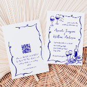 Invitation Code QR du Mariage rétro pour gribouillages à main