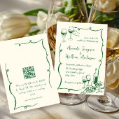 Invitation Code QR du Mariage rétro pour gribouillages à main
