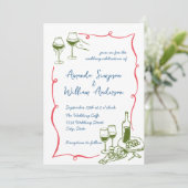 Invitation Code QR du Mariage rétro pour gribouillages à main (Debout devant)