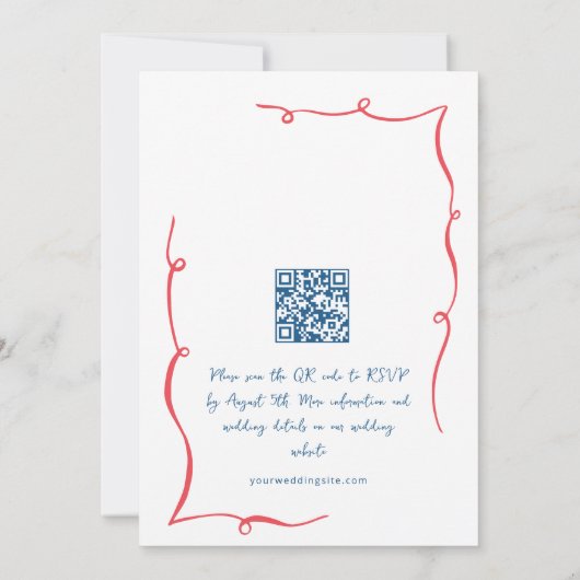 Invitation Code QR du Mariage rétro pour gribouillages à main (Dos)