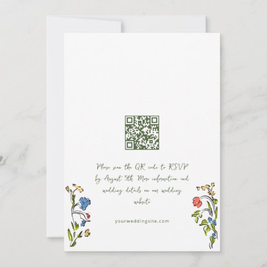 Invitation Code QR du Mariage rétro pour gribouillages à main (Dos)