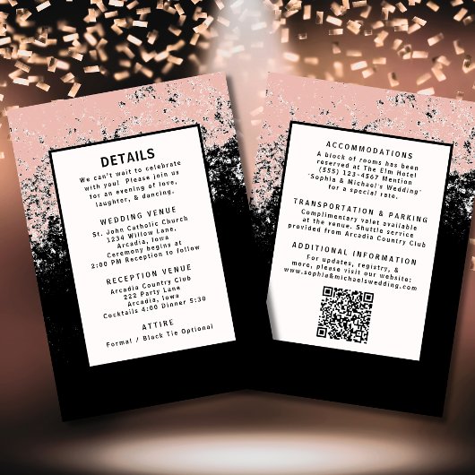 Invitation Code QR du Modèle de détails du Mariage blanc noir