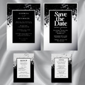 Invitation Code QR du Modèle de détails du Mariage gris noir