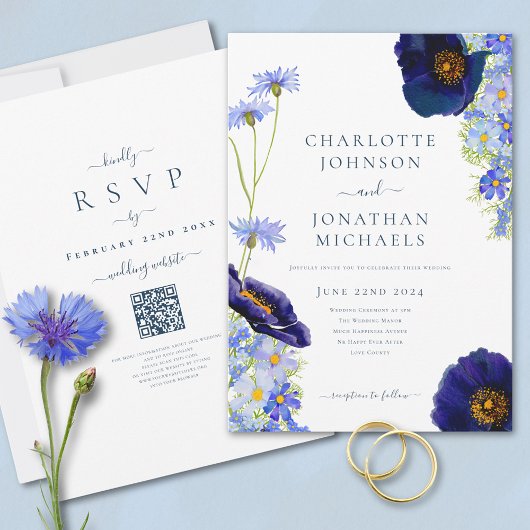 Invitation Code QR du site web de mariage rustique aux fleurs