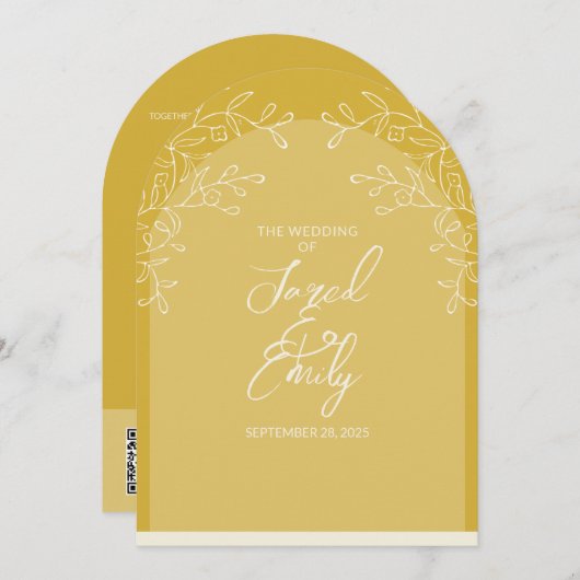 Invitation Code QR du style Arc Floral (Devant / Derrière)