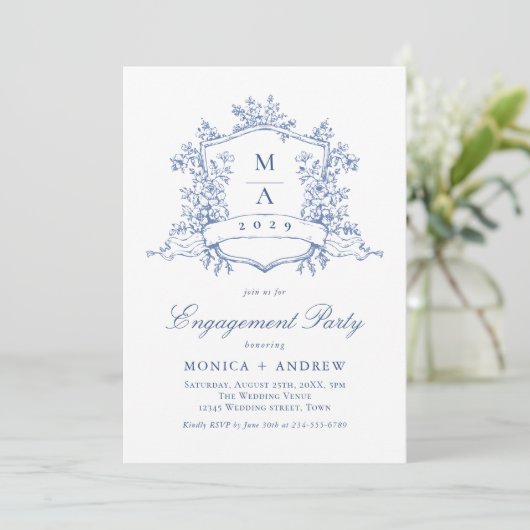 Invitation Code QR du Victorian Ornate Crest Engagement Party (Debout devant)