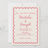 Invitation Code QR Écrit à la main couleur Mariage unique rét (Devant)