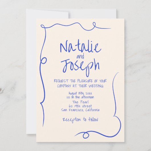 Invitation Code QR écrit main tiré Mariage moderne unique (Devant)