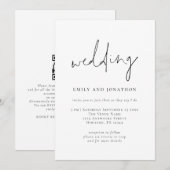 Invitation Code QR écriture funky noir blanc mariage (Devant / Derrière)
