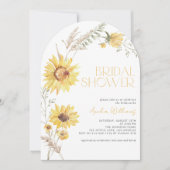 Invitation Code QR Elegant Boho Sunflower Fête des mariées (Devant)