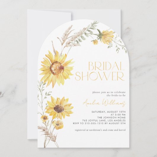 Invitation Code QR Elegant Boho Sunflower Fête des mariées (Devant)