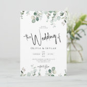 Invitation Code QR élégant botanique RSVP tout en un Mariage (Debout devant)