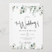 Invitation Code QR élégant botanique RSVP tout en un Mariage (Devant / Derrière)