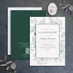 Invitation Code QR Élégant Emerald Green Floral Line Art<br><div class="desc">Présentez notre code QR Elegant Emerald Green Floral Line Art Faire-part de mariage! Cette belle invitation présente un design moderne de ligne florale en vert émeraude, avec une élégante calligraphie lettrée à la main. Vous pouvez personnaliser vos détails, et il y a aussi un code QR au dos de l'invitation...</div>