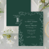 Invitation Code QR Elegant Emerald Green Minimal Mariage feui
