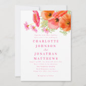 Invitation Code QR Élégant et Vibrant de Fleurs Roses et Oran (Devant)