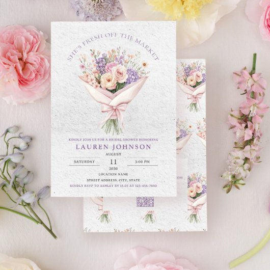 Invitation Code QR Élégant Frais du Marché Floral Mariage
