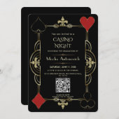 Invitation Code QR élégant Las Vegas Casino Graduation de nui (Devant / Derrière)