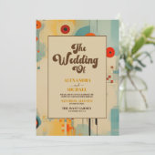 Invitation Code QR Élégant Mariage Floral Milieu du Siècle (Debout devant)