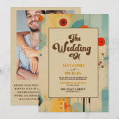 Invitation Code QR Élégant Mariage Floral Milieu du Siècle (Devant / Derrière)