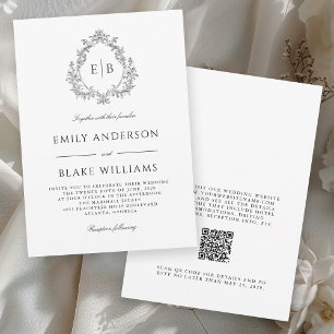 Invitation Code QR Élégant Mariage officiel monogramme de crê