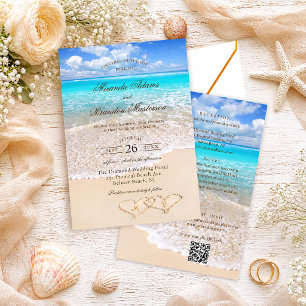 Invitation Code QR Élégant Mariage Tropical sur la Plage Tout
