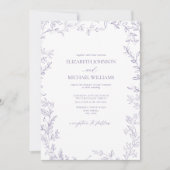 Invitation Code QR Elegant minima feuille Mariage Lavender (Devant)
