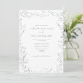 Invitation Code QR Élégant minimal feuille Mariage vert (Debout devant)