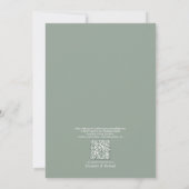 Invitation Code QR Élégant minimal feuille Mariage vert (Dos)