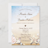 Invitation Code QR Élégant Moderne Étoile de Mer Mariage Plag (Devant)