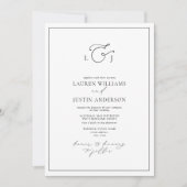 Invitation Code QR Élégant noir blanc calligraphie Monogramme (Devant)