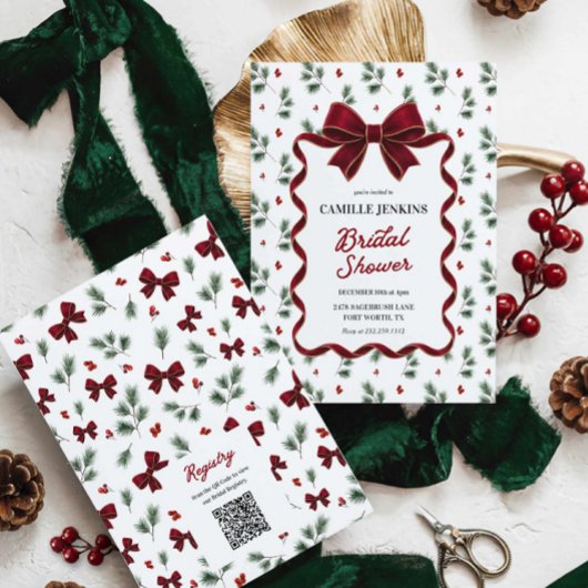 Invitation Code QR élégant pour un mariage de Noël