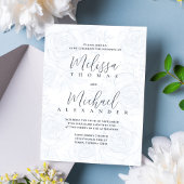 Invitation Code QR élégant RSVP en ligne Dusty Blue Floral