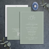 Invitation Code QR Élégant Sage Green Calligraphie Monogramme
