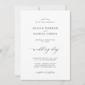 Invitation CODE QR élégant simple mariage noir et blanc (Devant)