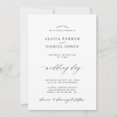 Invitation CODE QR élégant simple mariage noir et blanc (Devant)