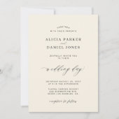 Invitation CODE QR élégant simple mariage noir et ivoire (Devant)