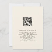 Invitation CODE QR élégant simple mariage noir et ivoire (Dos)