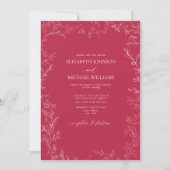 Invitation Code QR Élégant Vivid Magenta Minimal Mariage feui (Devant)