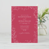 Invitation Code QR Élégant Vivid Magenta Minimal Mariage feui (Debout devant)