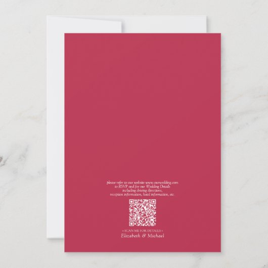 Invitation Code QR Élégant Vivid Magenta Minimal Mariage feui (Dos)